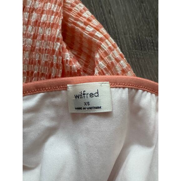 Wilfred Japanese Seersucker Check Slip Dress XS Orange White Midi - Picture 3 of 10